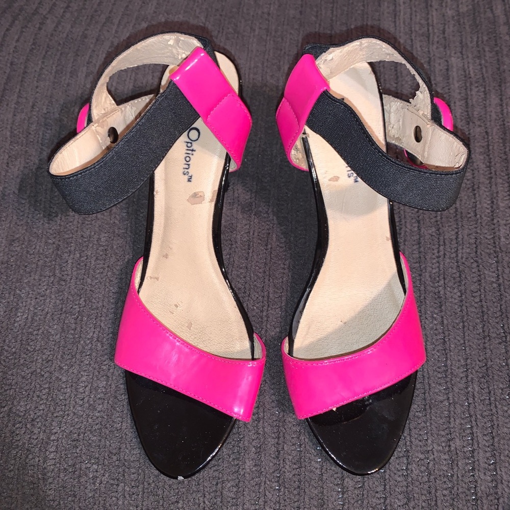 Pink and black heels